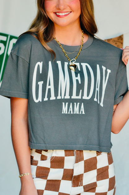 Gameday Mama Vintage Charcoal Crop