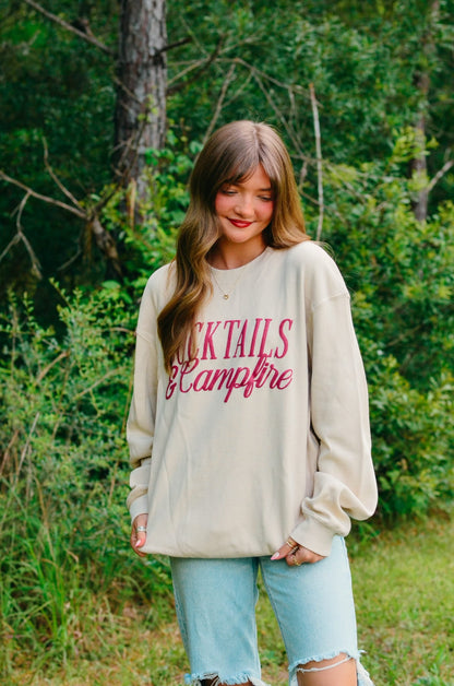 Cocktails & Campfires Waffle knit sweater
