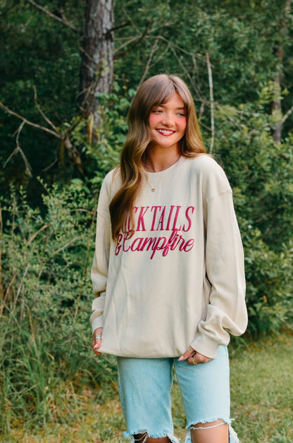Cocktails & Campfires Waffle knit sweater