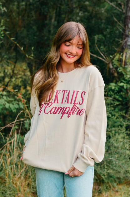 Cocktails & Campfires Waffle knit sweater