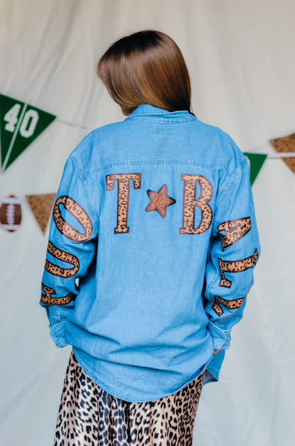 Football Leopard Denim Shirt