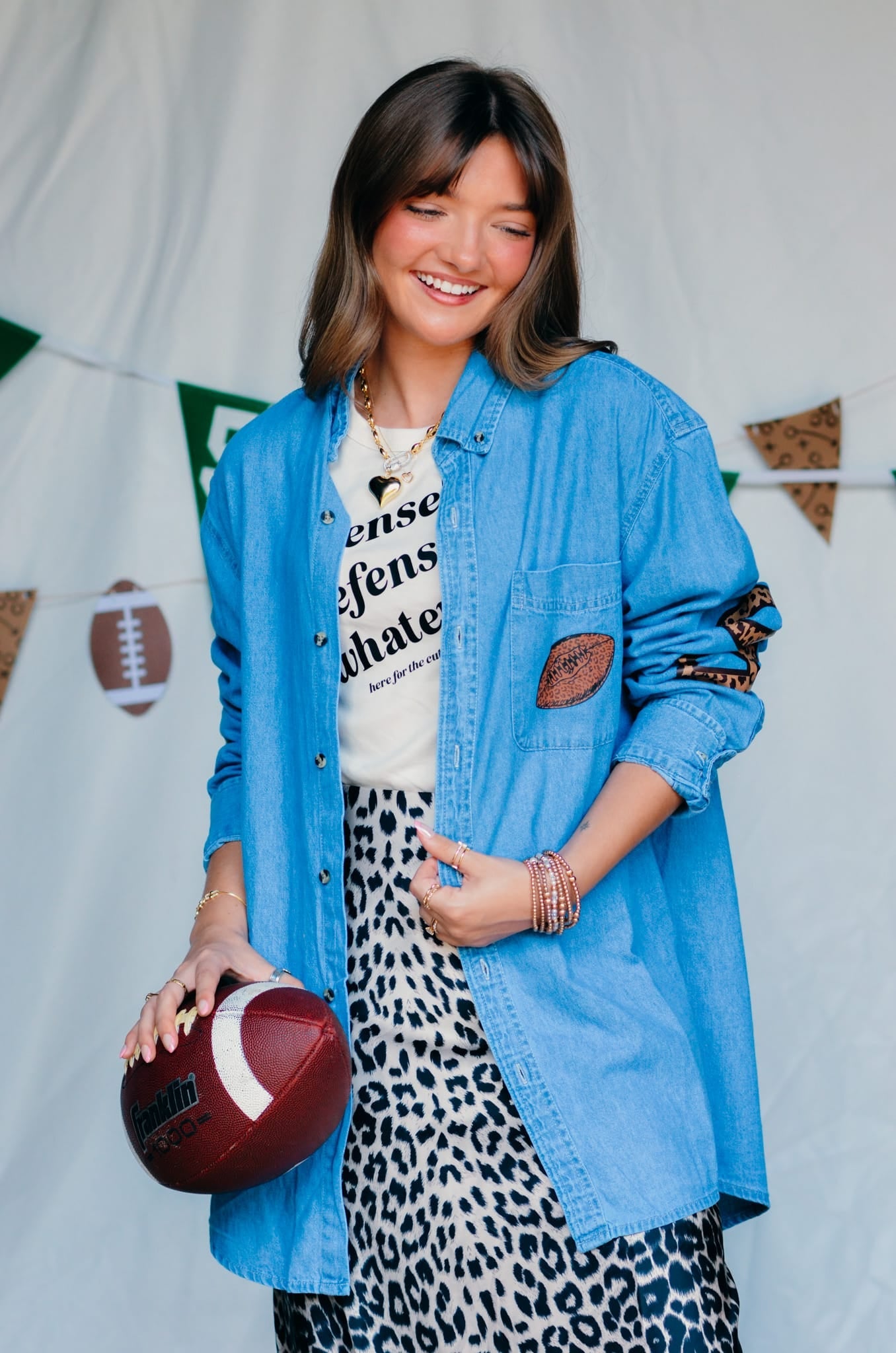 Football Leopard Denim Shirt