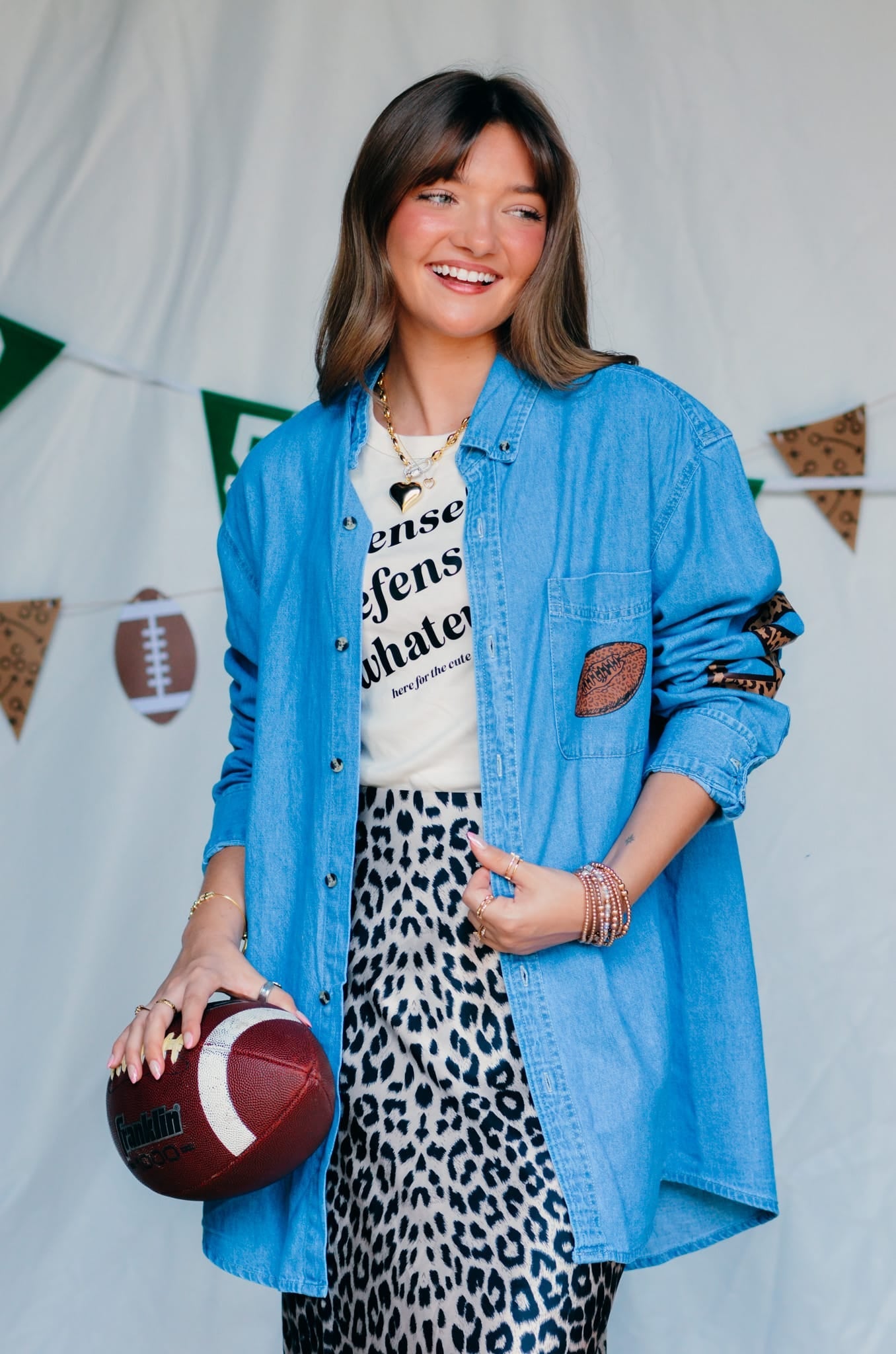 Football Leopard Denim Shirt
