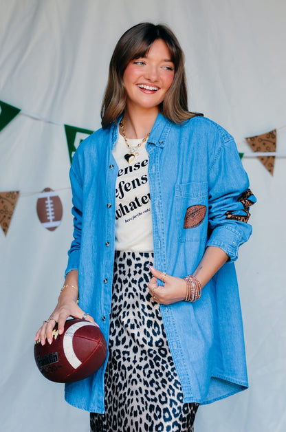 Football Leopard Denim Shirt