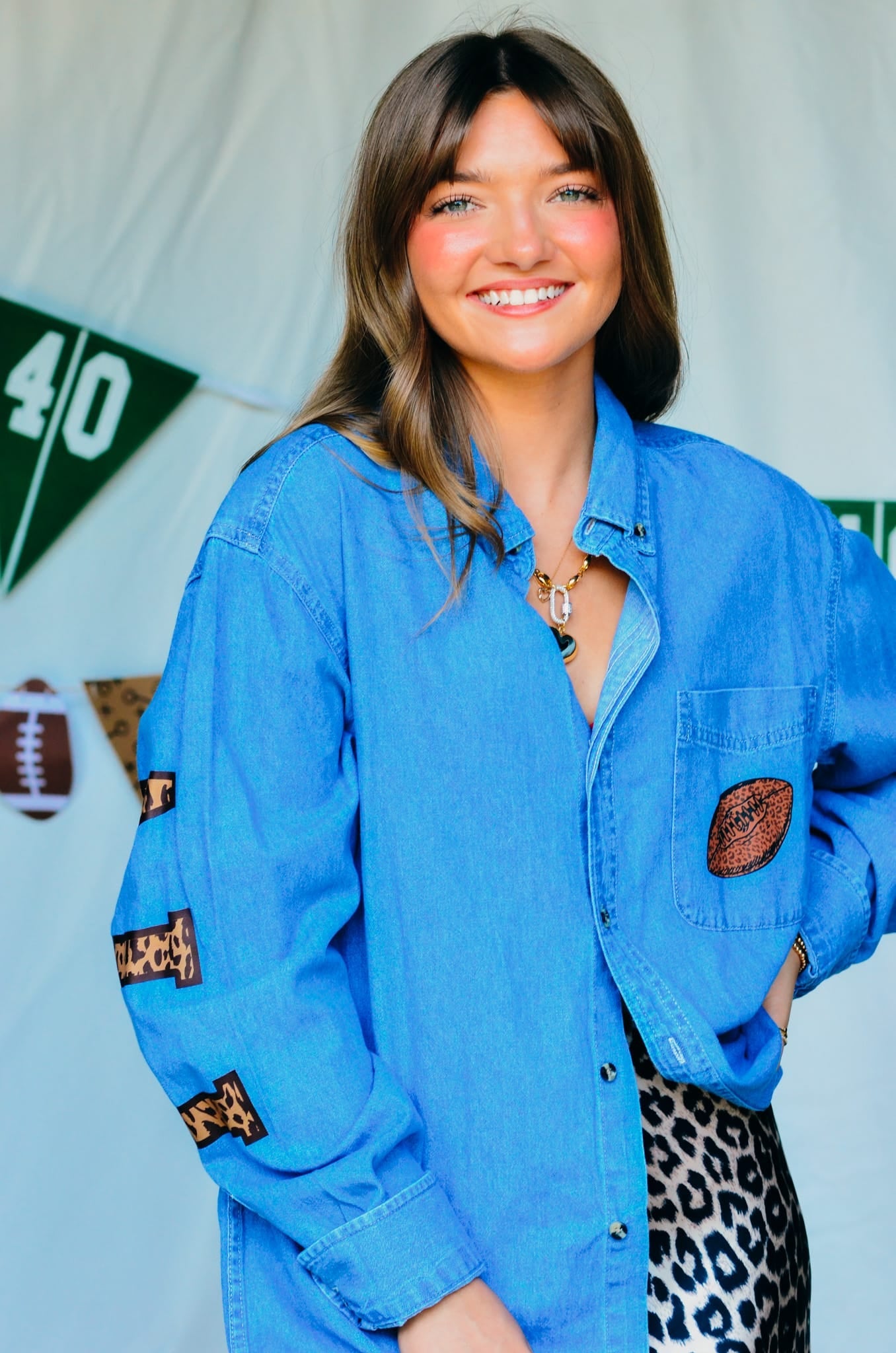 Football Leopard Denim Shirt