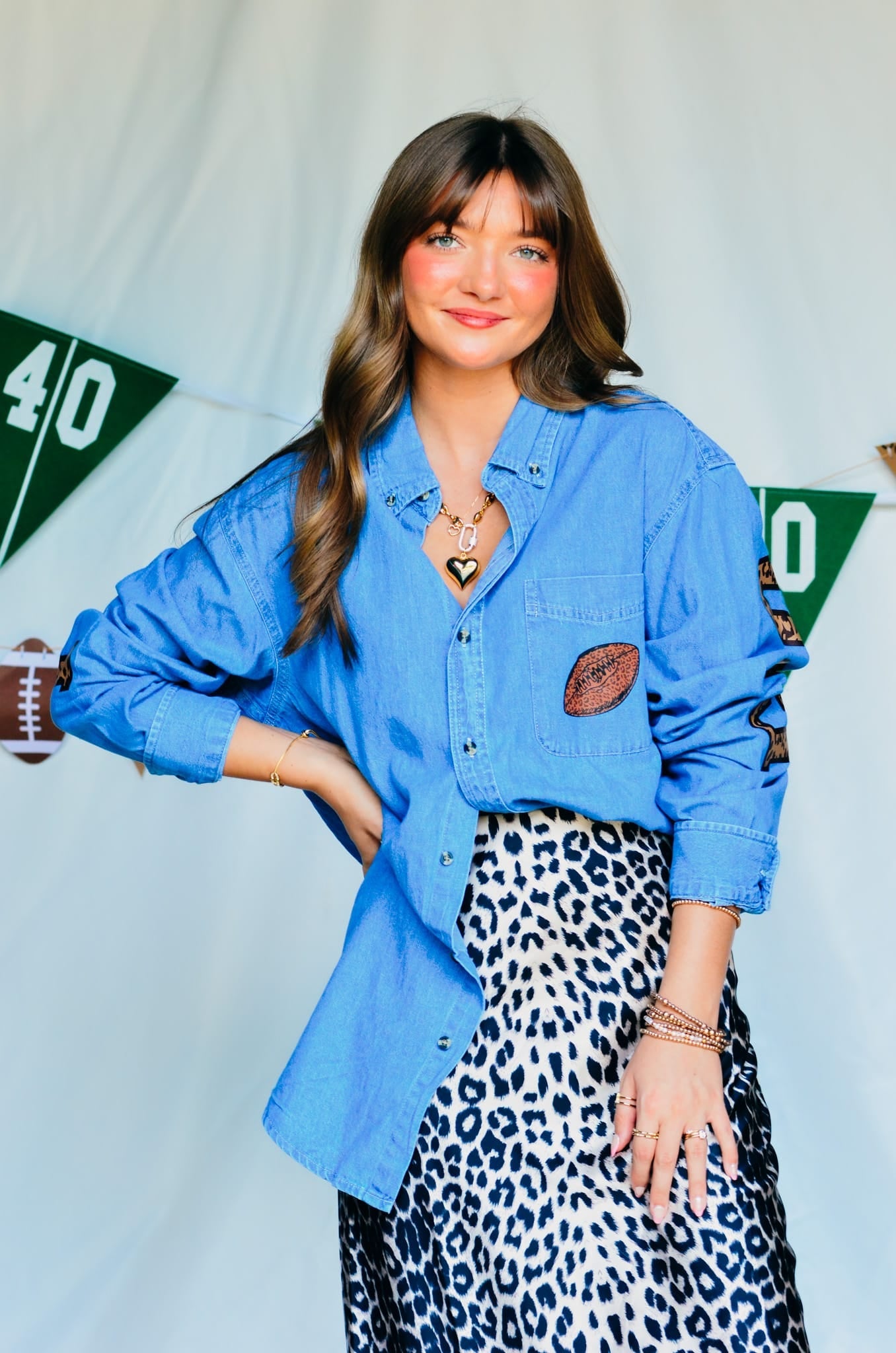 Football Leopard Denim Shirt