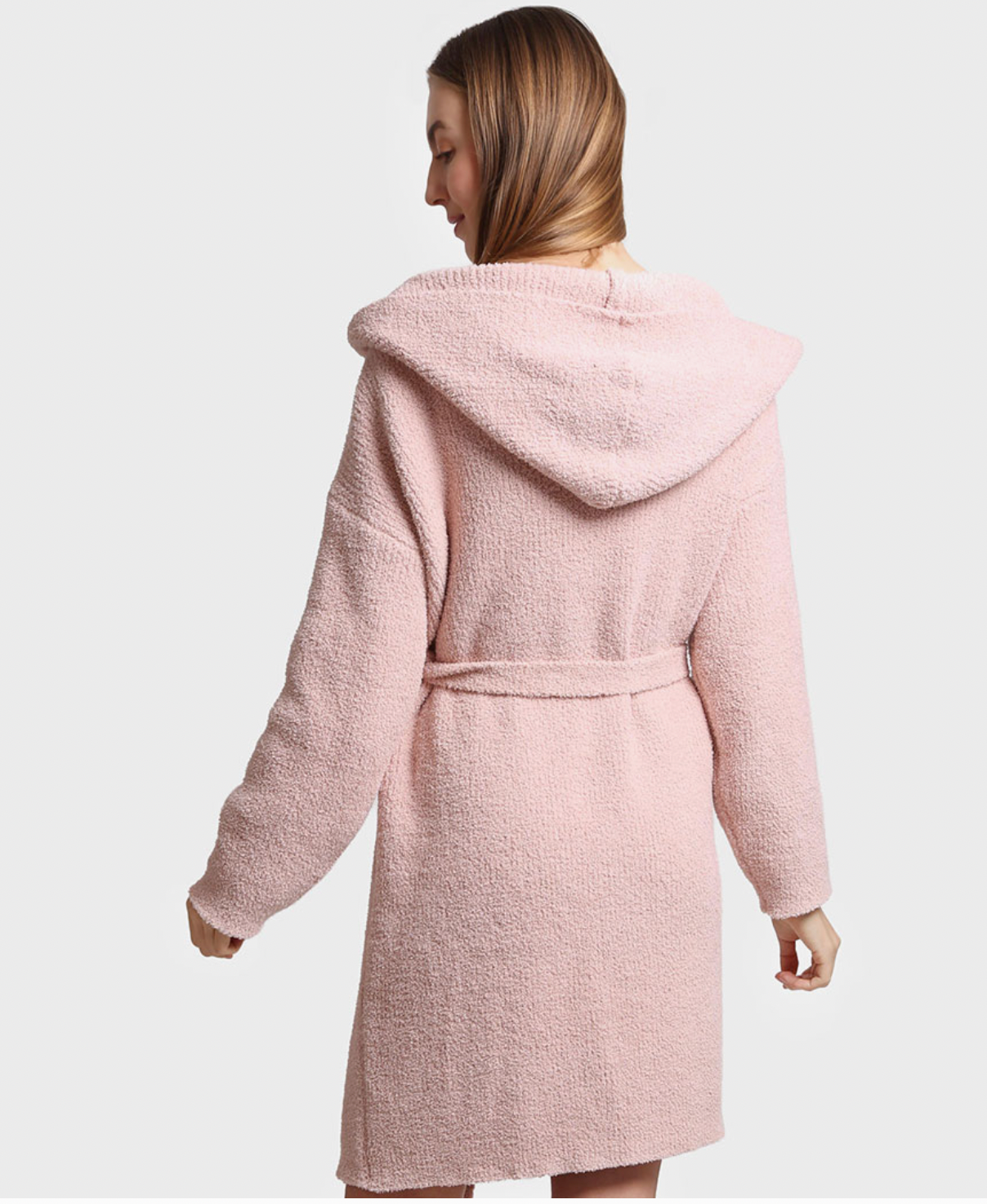 Solid Color Soft Hooded Robe W Pocket