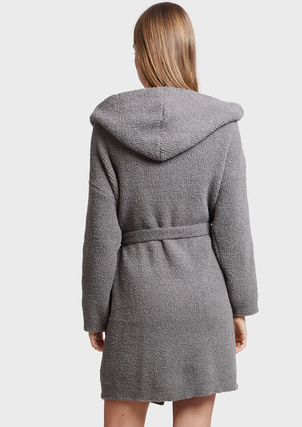 Solid Color Soft Hooded Robe W Pocket