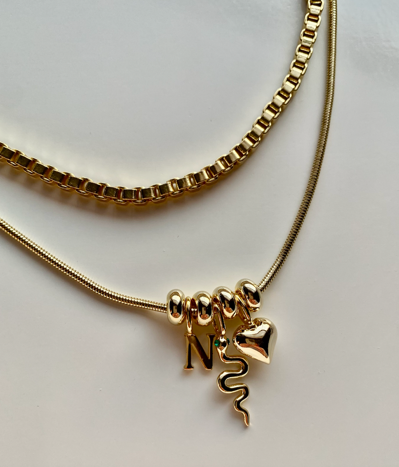 Sophia Snake Chain Necklace - (Threader Chain for Charms and Initials)