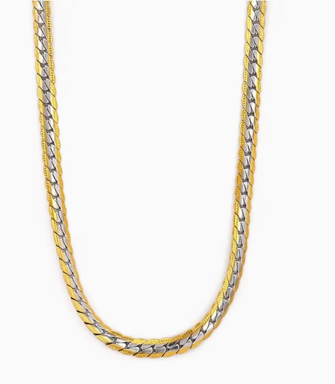 Silver & Gold Mixed Metal Cuban Link Necklace