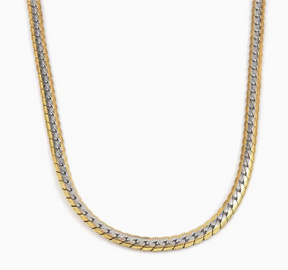 Silver & Gold Mixed Metal Cuban Link Necklace
