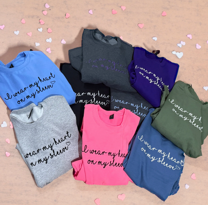 I Wear My Heart Custom Embroidered Crewneck
