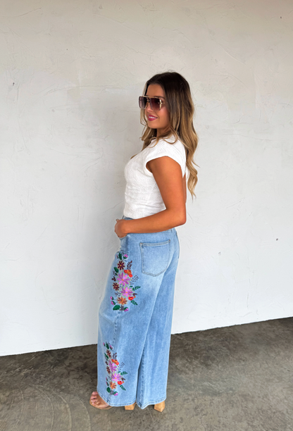 Evie Floral Embroidered Jeans