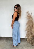 Floral Charm Wide Leg Jeans - Custom Cut