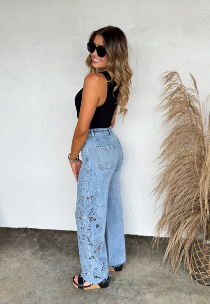 Floral Charm Wide Leg Jeans