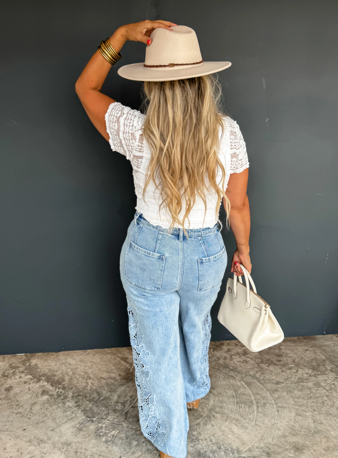 Floral Charm Wide Leg Jeans - Custom Cut