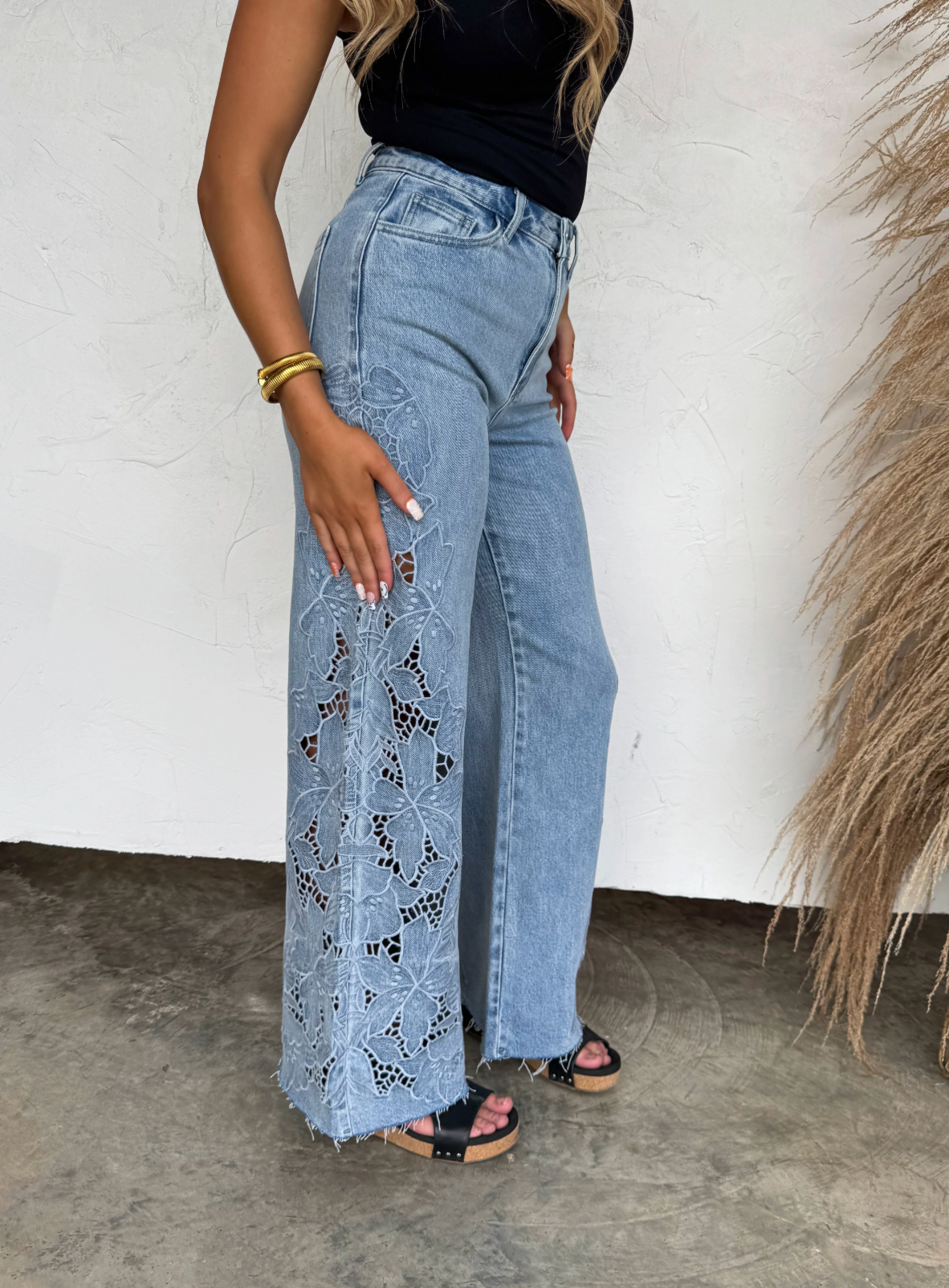 Floral Charm Wide Leg Jeans
