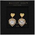 Secret Box Gold Dipped Pearl Heart Earring