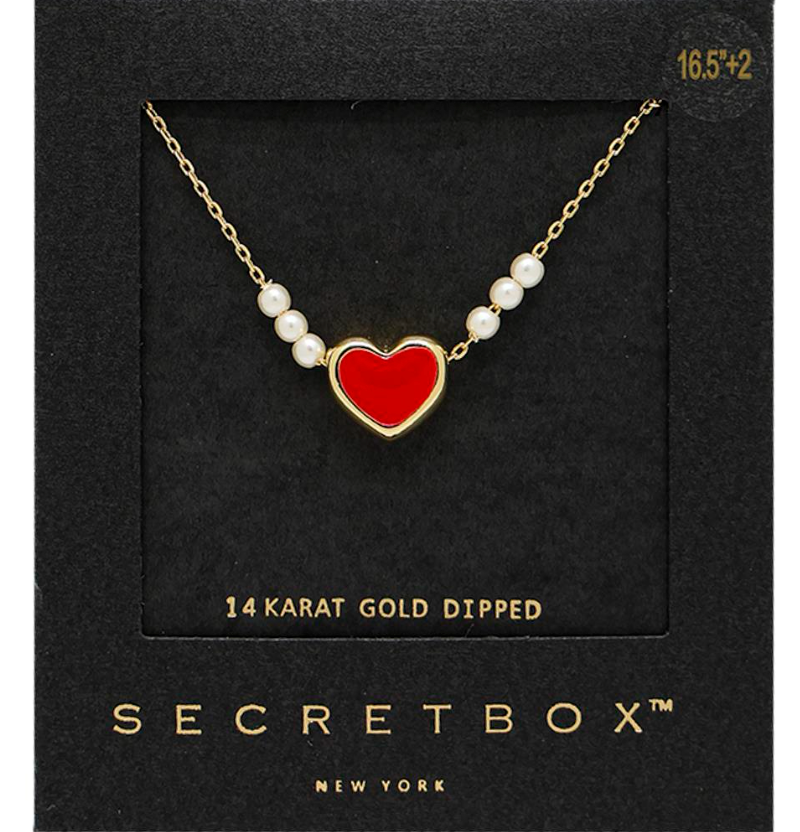 Secret Box Gold Dipped Heart Pearl Necklace