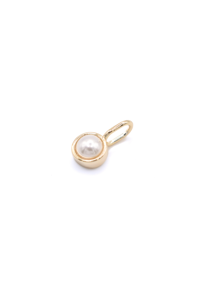 Bezel Set Charm - Pearl
