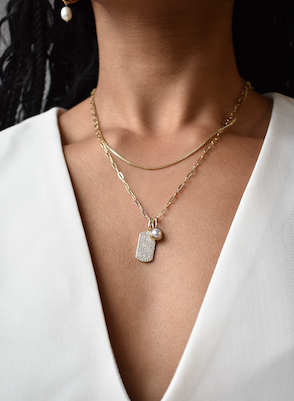 Bezel Set Charm - Pearl