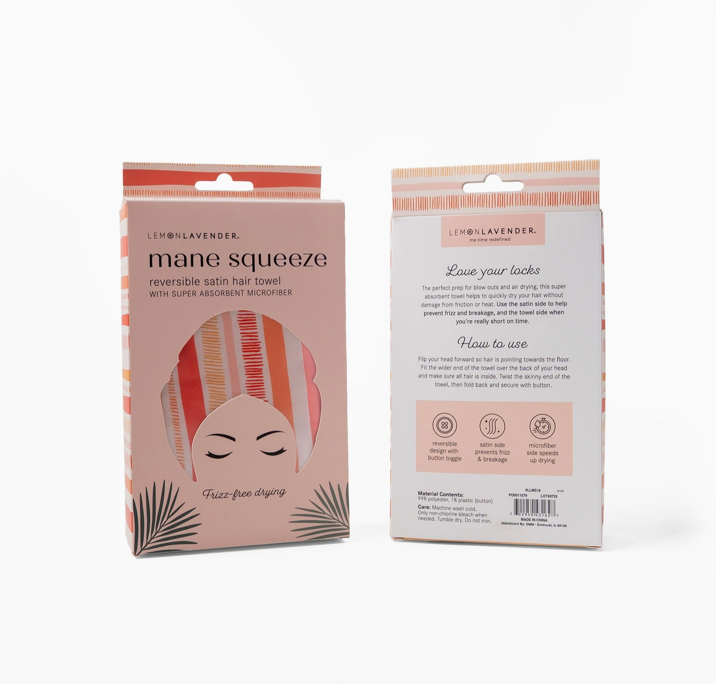 Lemon Lavender Mane Squeeze Reversible Satin Hair Towel