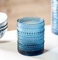 4" Blue Beaded Glass Tumbler Cup