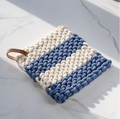Blue & Cream Stripe Knit Pot Holder