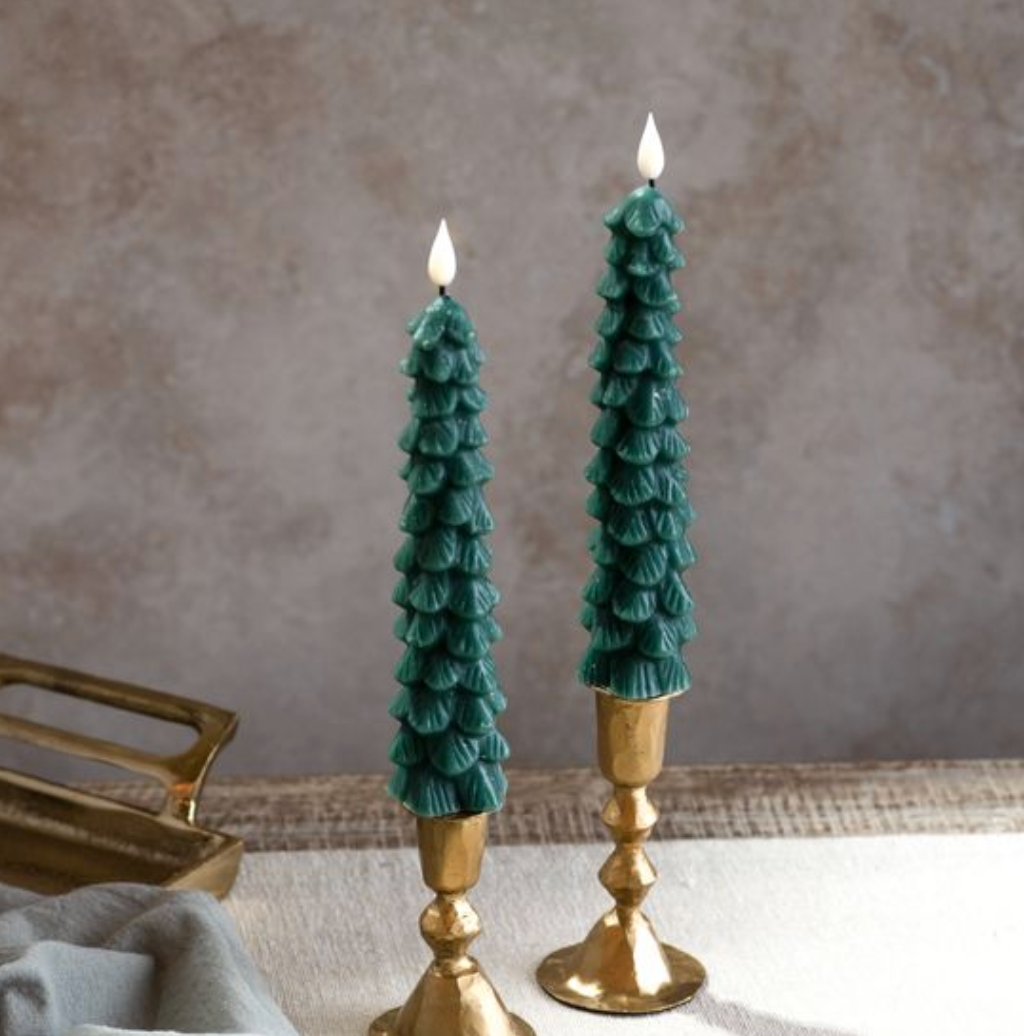 Set of 2 Tree Taper LED Candle Sticks
