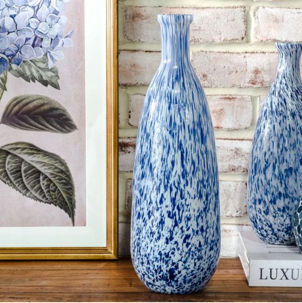 15.7" Blue Speckle Vase