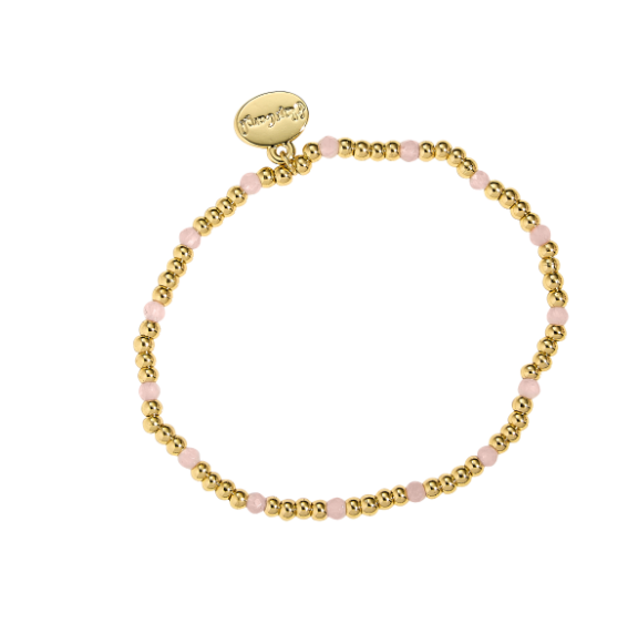 Rose Quartz & Gold Ball Stretch Bracelet | Waterproof