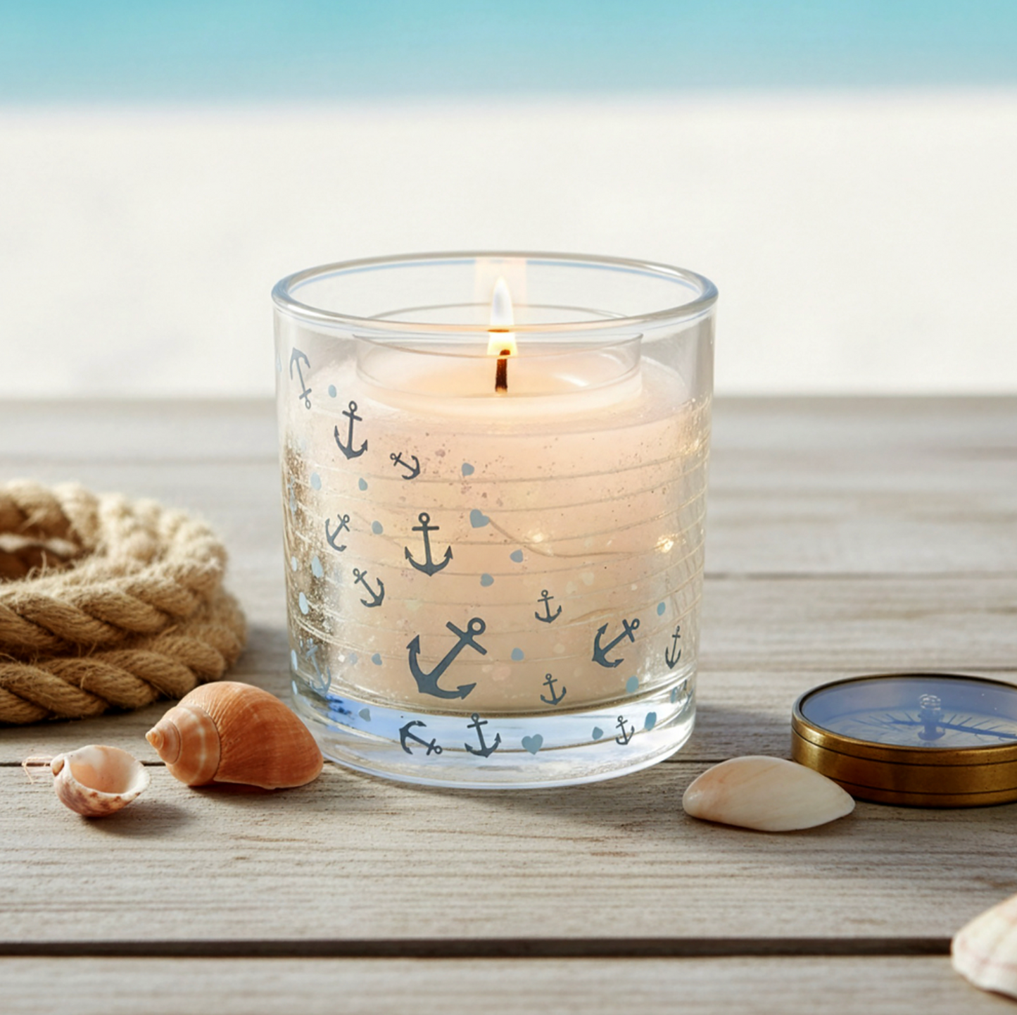 Anchors - 5 oz Refillable Soy Wax Candle with LED