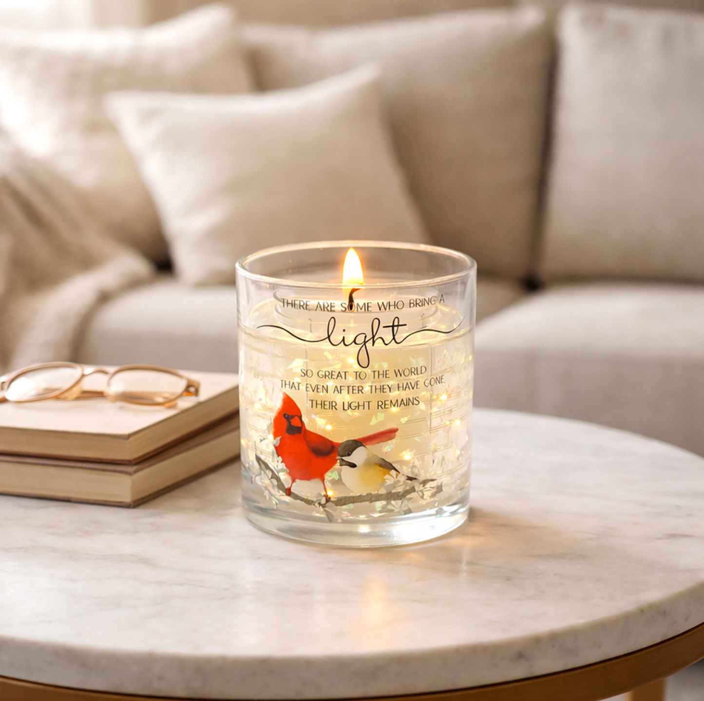Cardinal - 5 oz Refillable Soy Wax Candle with LED