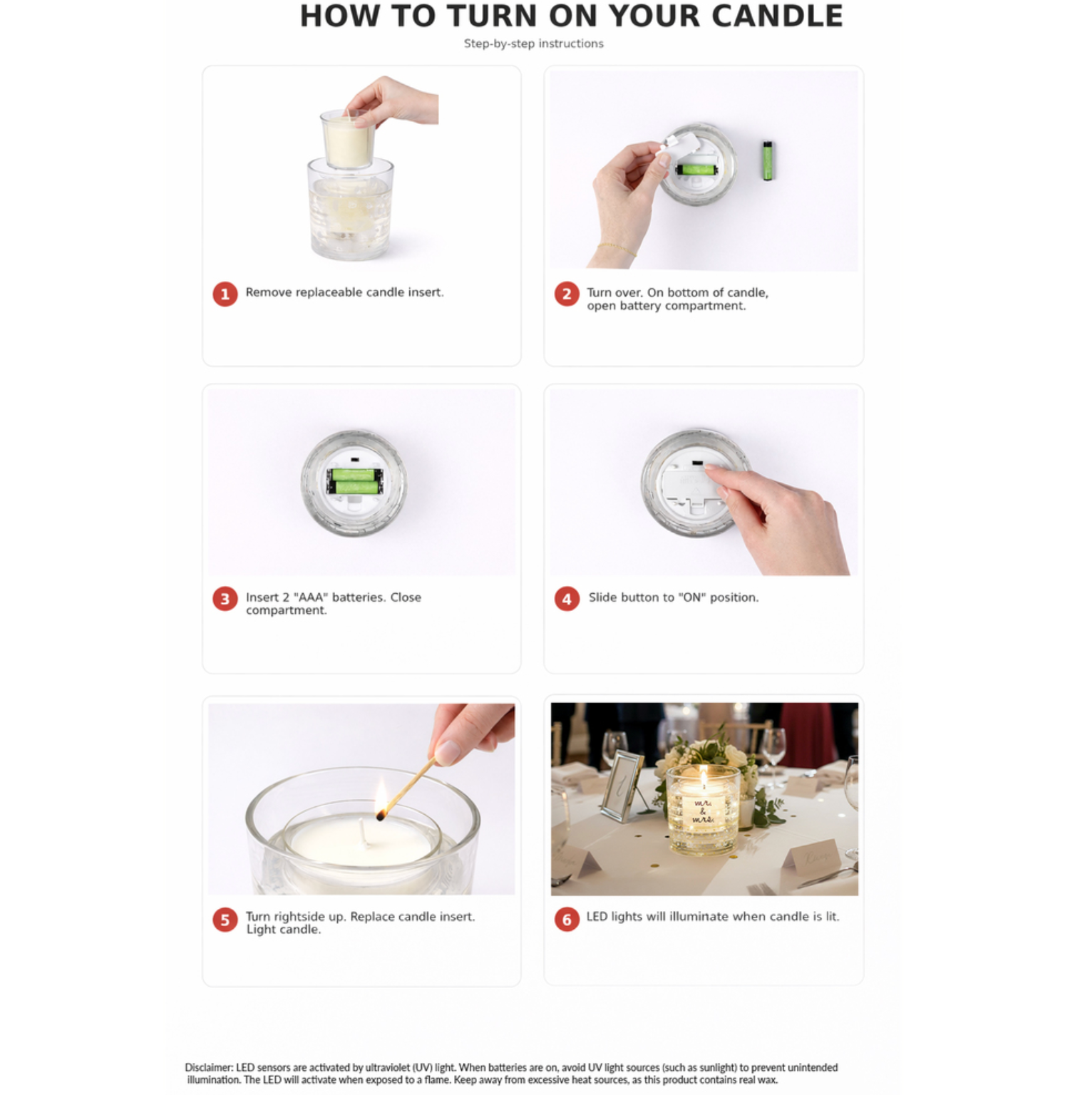 Candle Refills - 100% Soy Wax Candle Inserts 6 Pieces