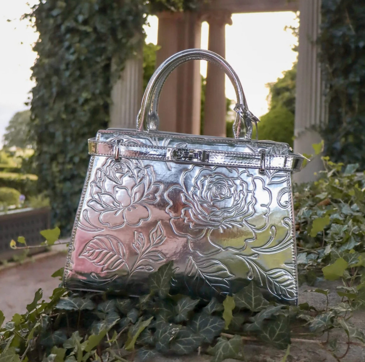 The Rosebud Satchel Silver Chrome