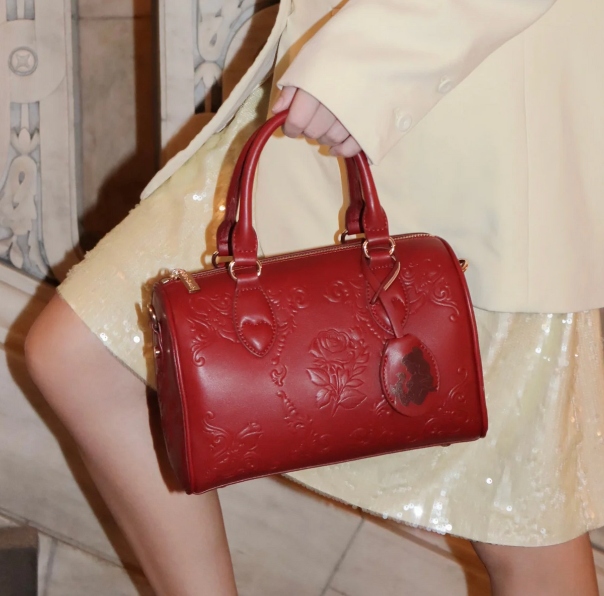 PREORDER Disney's Belle Gilded Ballroom Bowler Bag Midsize - Deep Red
