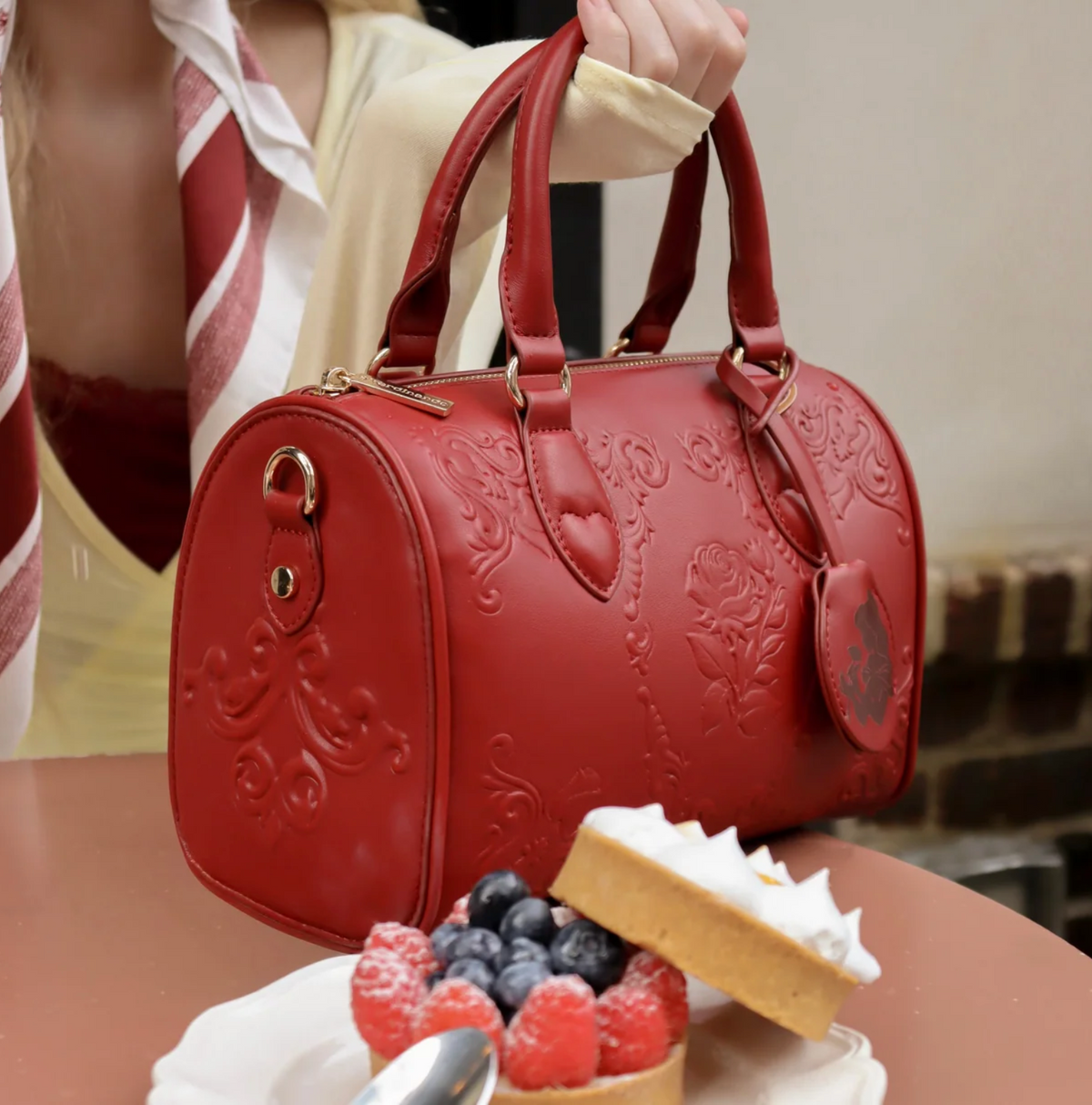 PREORDER Disney's Belle Gilded Ballroom Bowler Bag Midsize - Deep Red