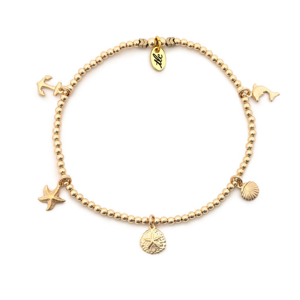 Seaside - Gold Filled Charmed Anklet