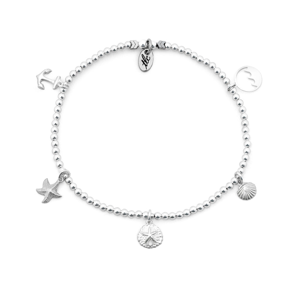Seaside - Sterling Silver Charmed Anklet