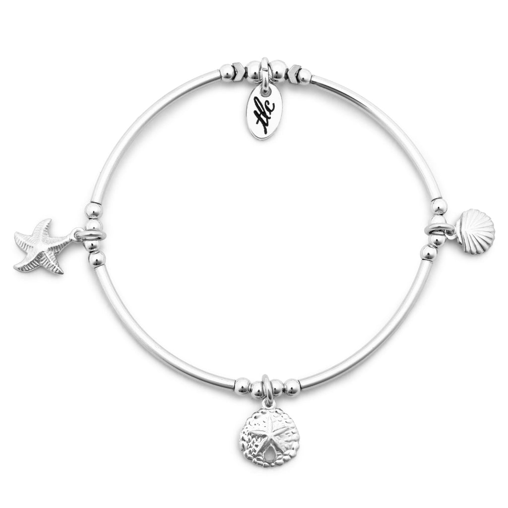 Seaside - Sterling Silver Charmed Stretch Bangle