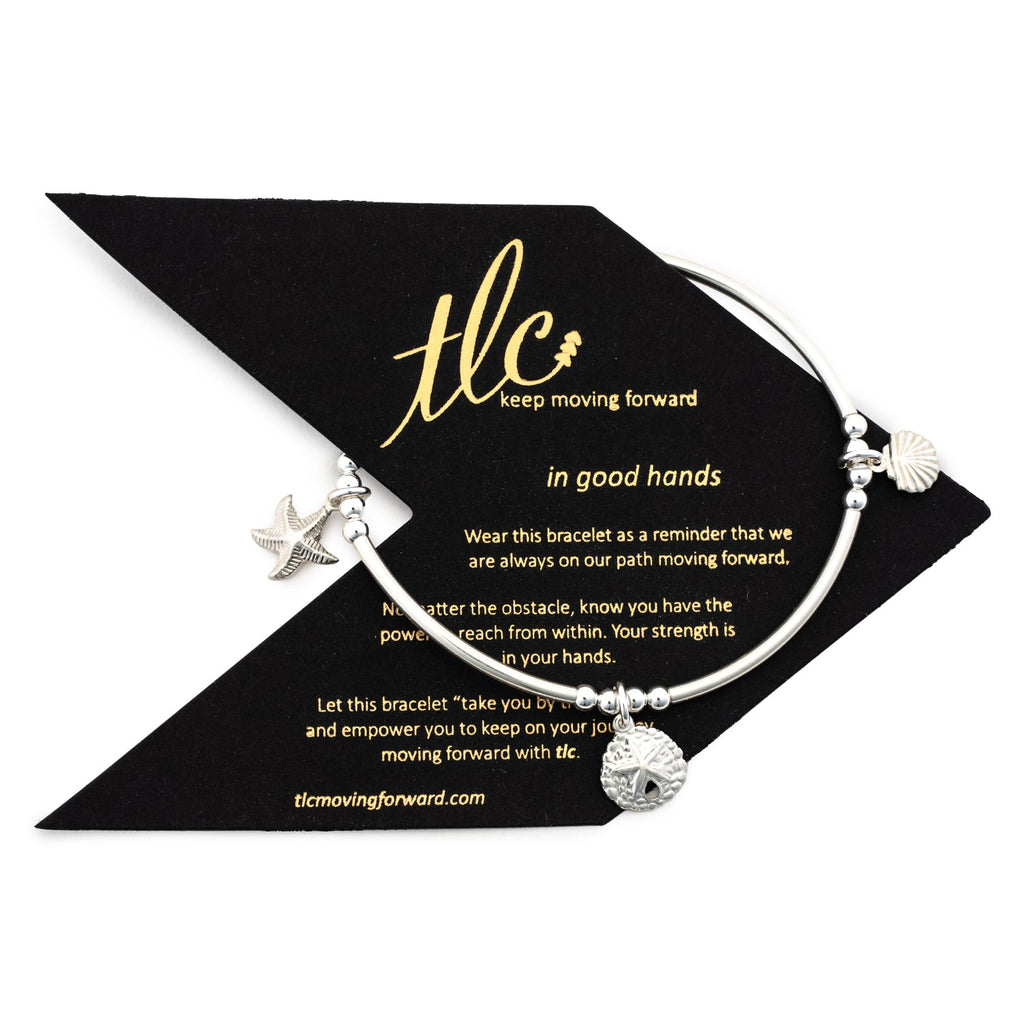 Seaside - Sterling Silver Charmed Stretch Bangle