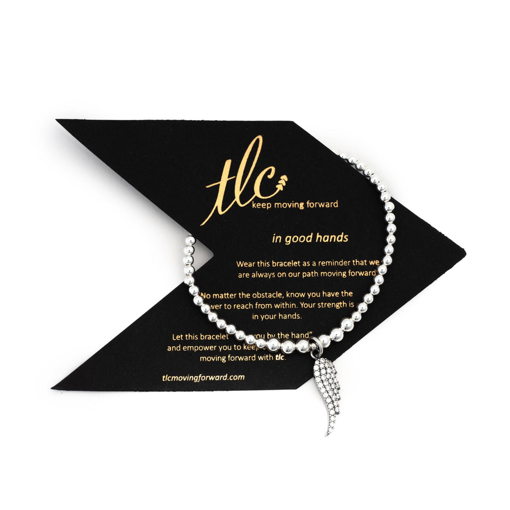 Sparkled Angel Wing Charm Bracelet - Sterling Silver
