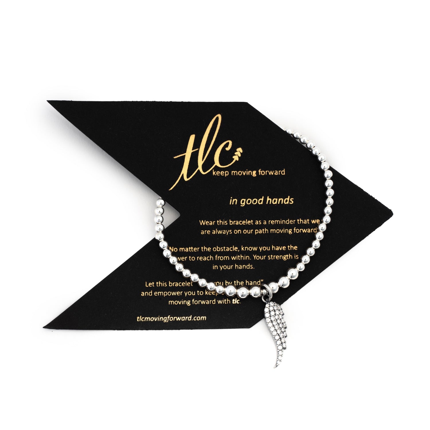 Sparkled Angel Wing Charm Bracelet - Sterling Silver