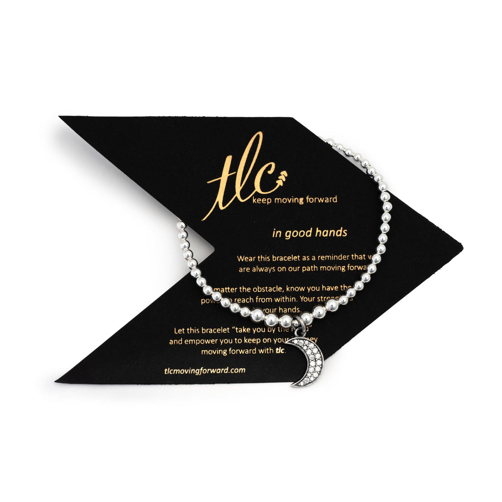Sparkled Moon Charm Bracelet - Sterling Silver