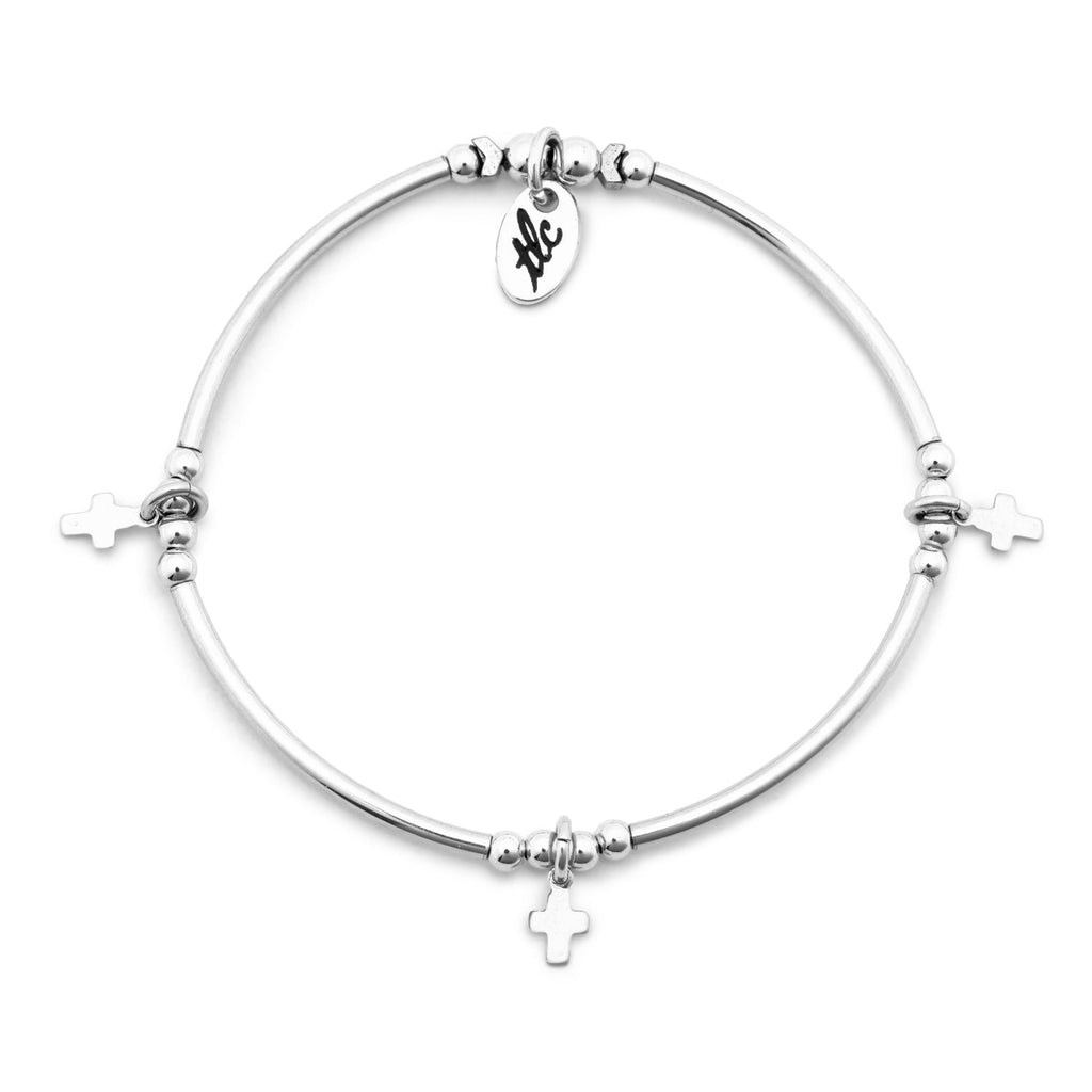 Simply Blessed - Sterling Silver Charmed Stretch Bangle