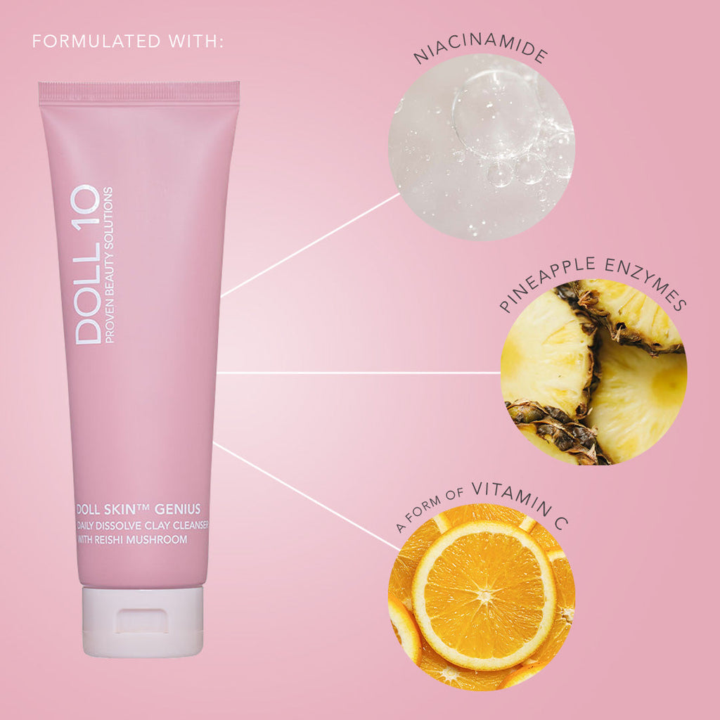 Daily Dissolve Enzyme Clay Cleanser with Reishi Mushroom with Cleansing Pad