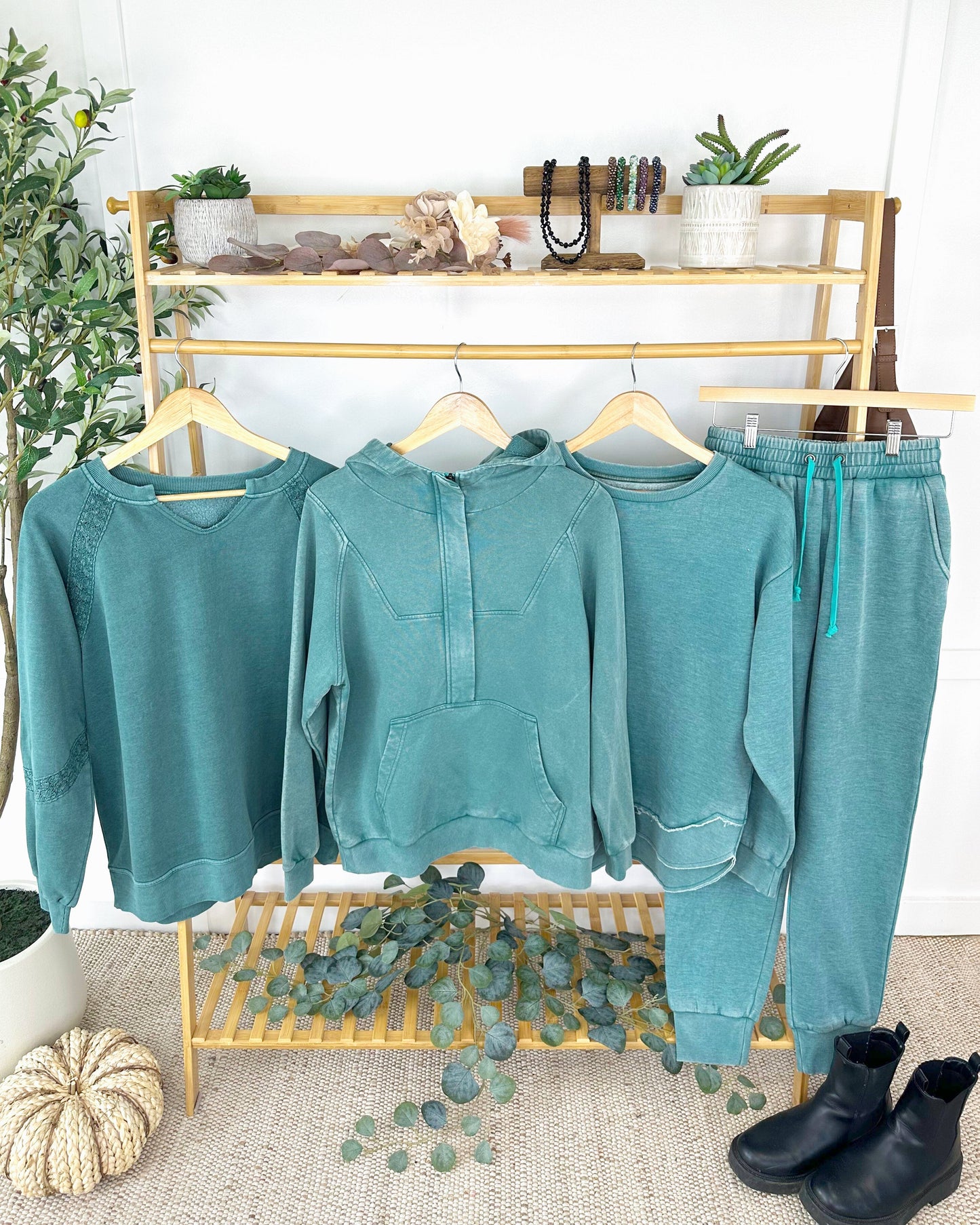 Vintage Wash Joggers - Teal