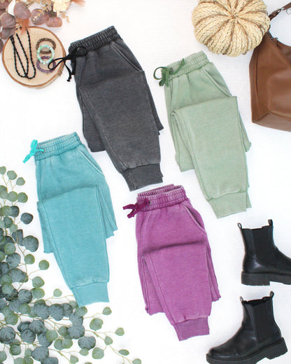 Vintage Wash Joggers - Olive