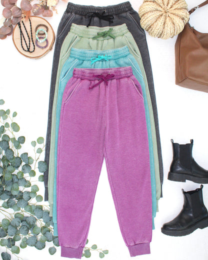Vintage Wash Joggers - Teal