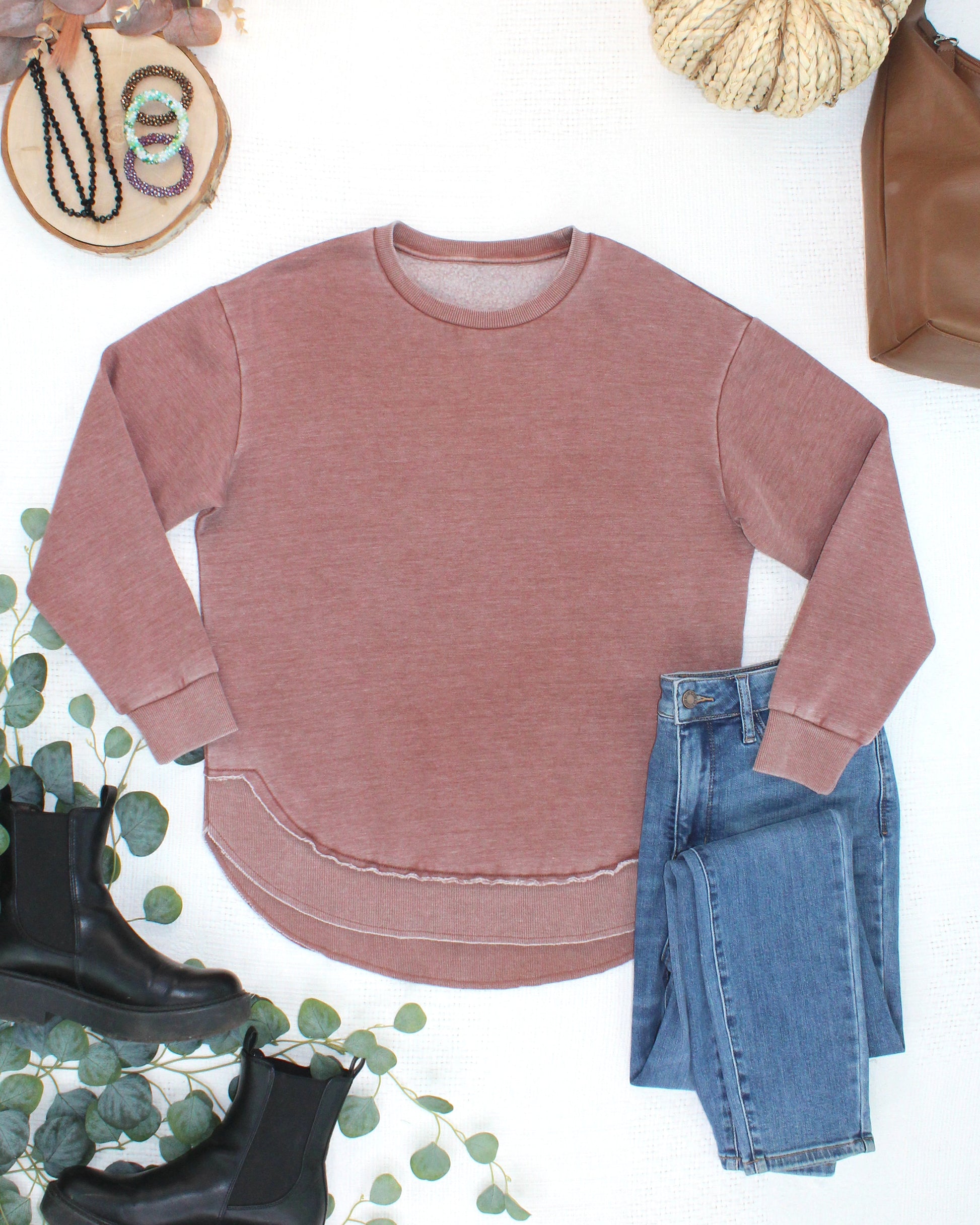 Vintage Wash Pullover - Brown